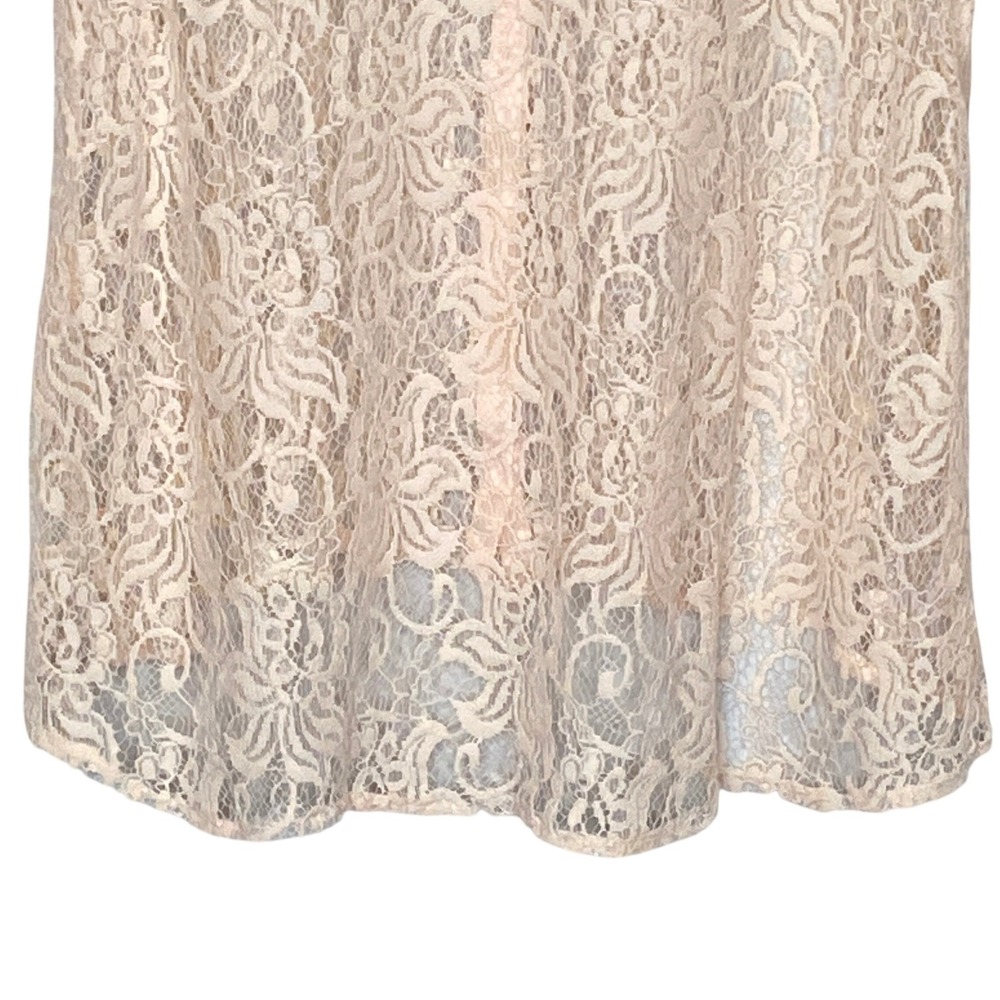 Sheer Floral Lace Top Womens Size L Peach Coquette Cottage Festival Shabby Chic - Picture 7 of 9